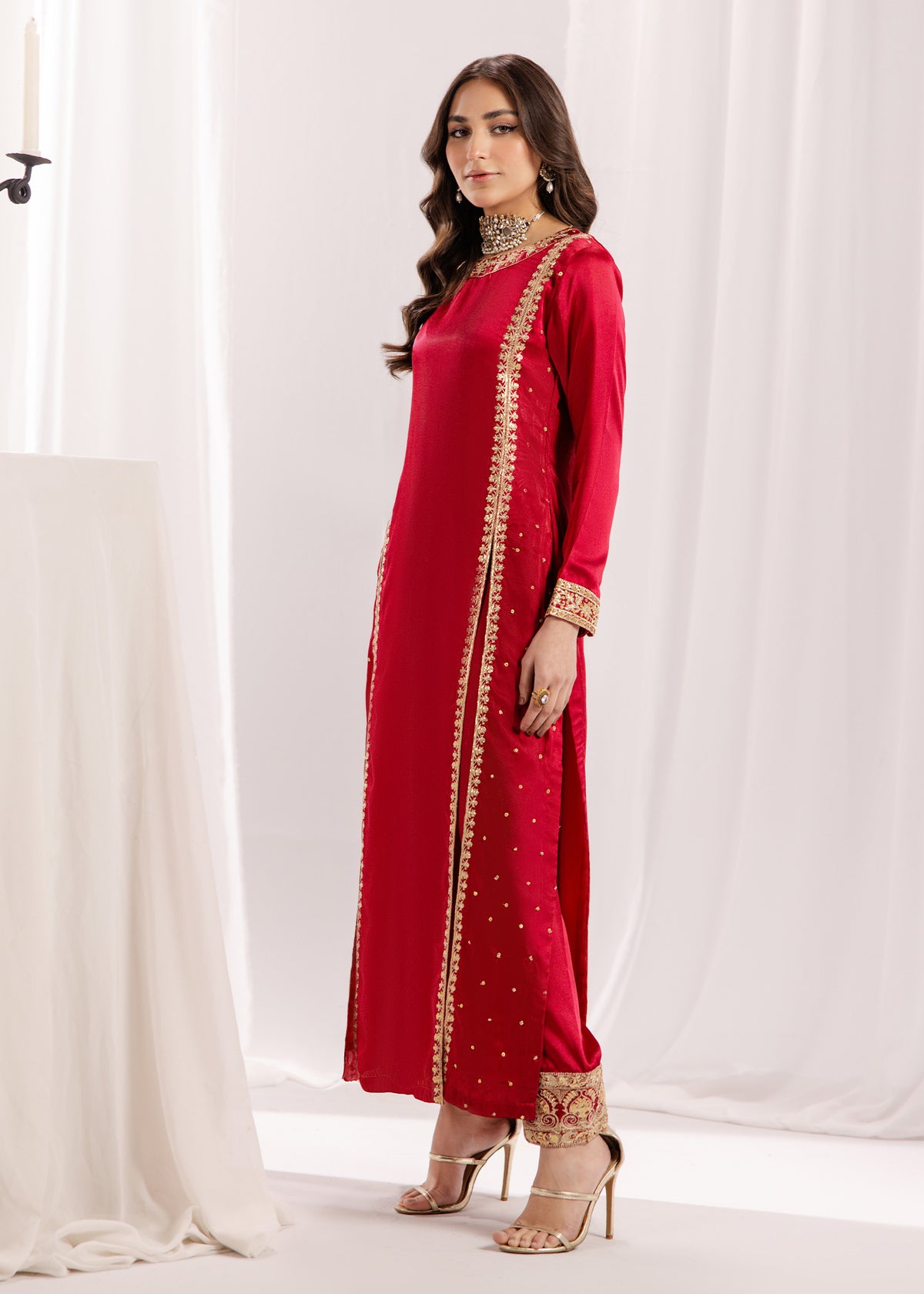 MAGENTA SILK SUIT ALS12