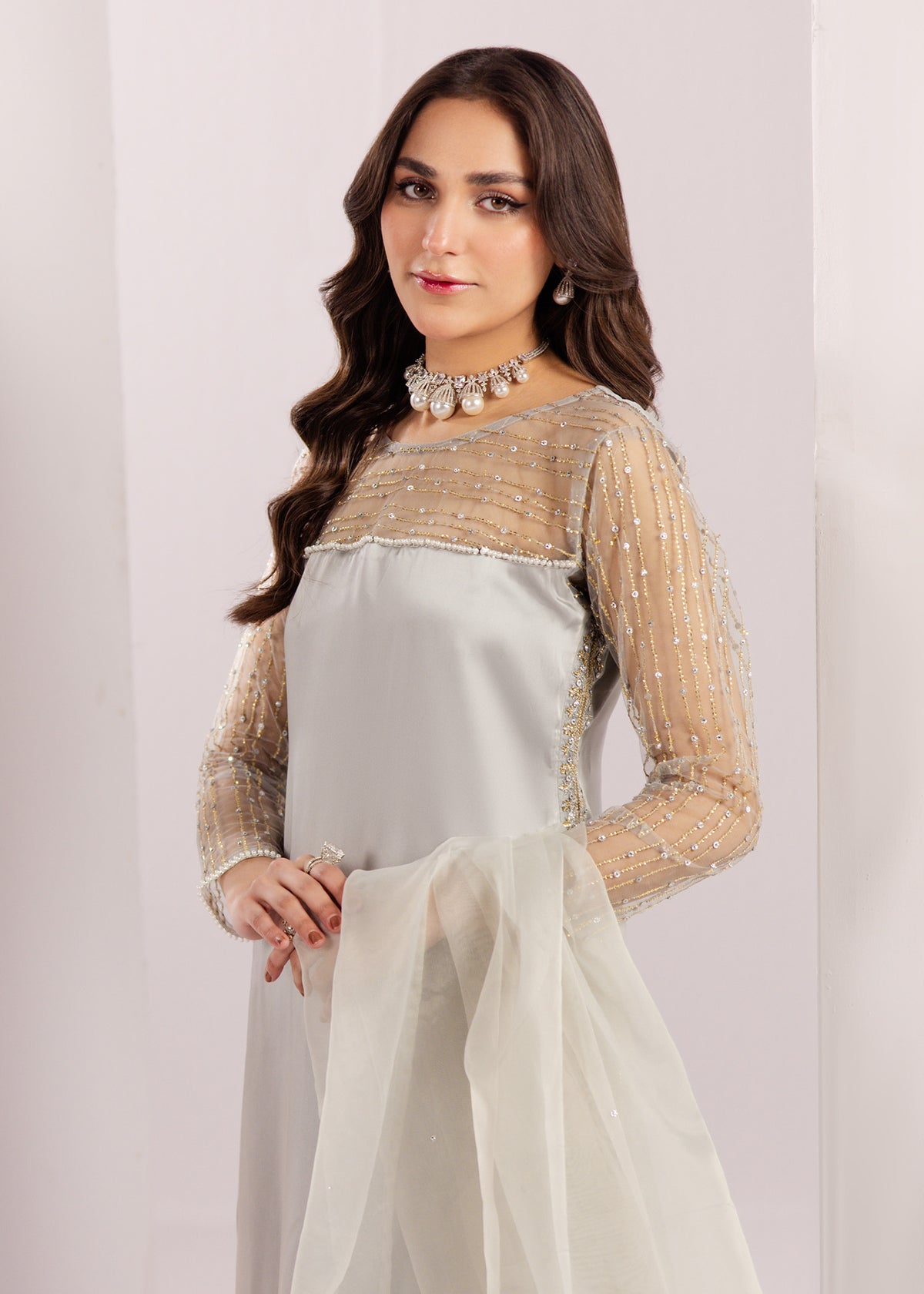 SILVER GREY SILK SUIT ALS20
