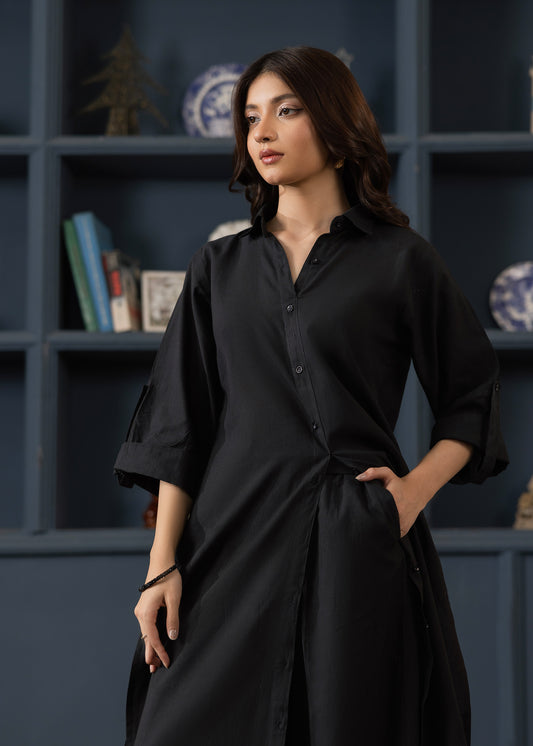 BLACK OPEN KURTA SET ALB61
