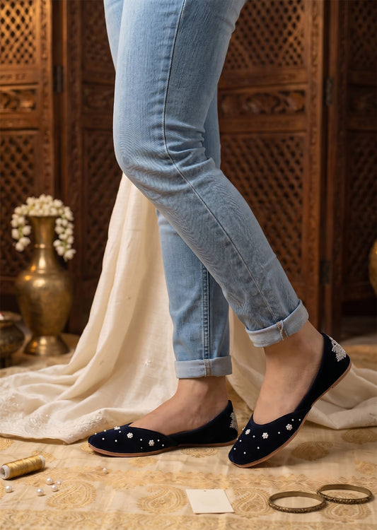NAVY BLUE VELVET KHUSSA ALK801