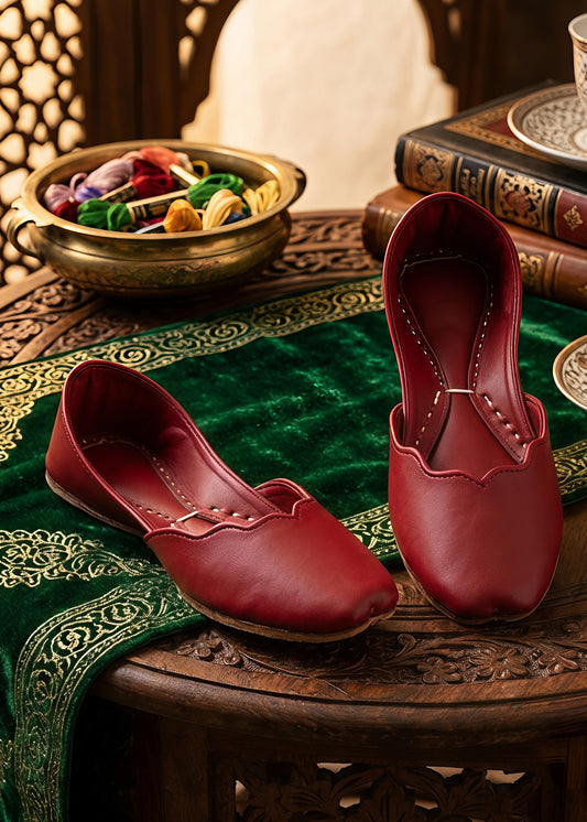 Maroon leather khussa ALK02