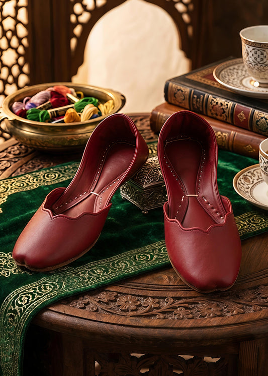 Maroon leather khussa ALK02