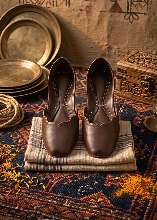 Brown leather khussa ALK03