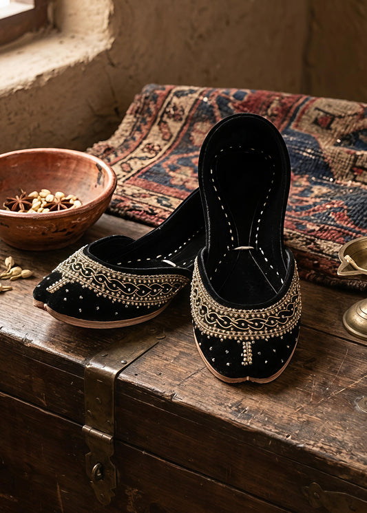 Black velvet khussa ALK- 2098
