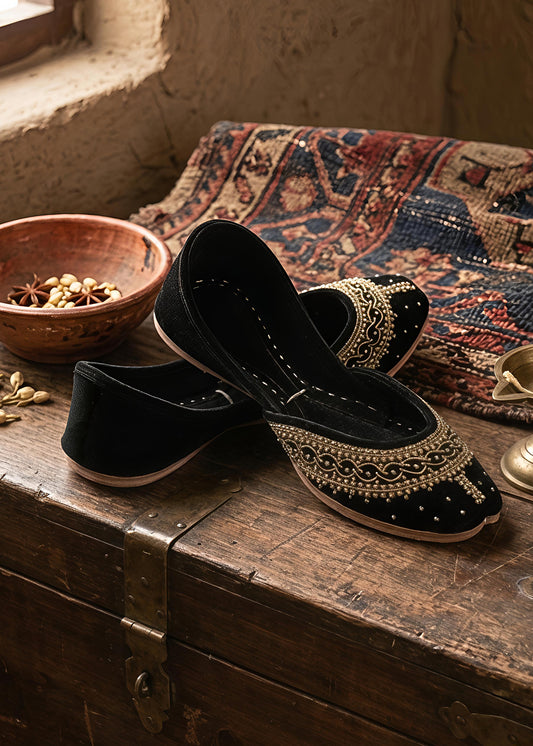 Black velvet khussa ALK- 2098