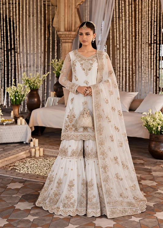 Offwhite net gharara ALS O39852