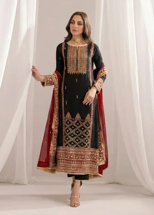 BLACK CHIFFON SUIT ALN602
