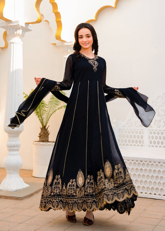 BLACK CHIFFON MAXI ALT027