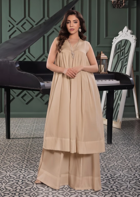 beige short frock alb2232