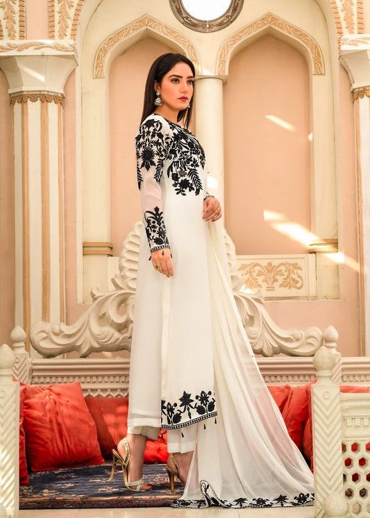 White chiffon suit ALL201