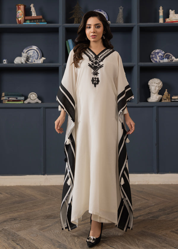 OFFWHITE LAWN KAFTAN ALBN02