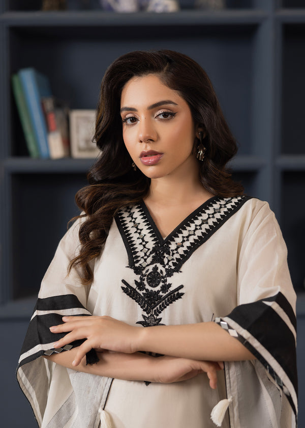 OFFWHITE LAWN KAFTAN ALBN02