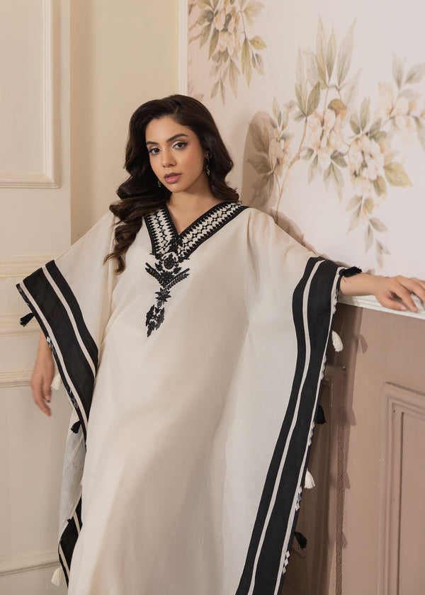 OFFWHITE LAWN KAFTAN ALBN02