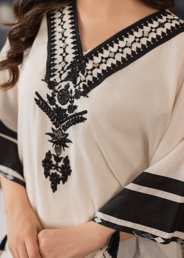 OFFWHITE LAWN KAFTAN ALBN02
