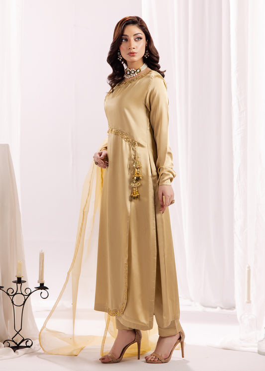 LIGHT GOLD SILK SUIT ALS09