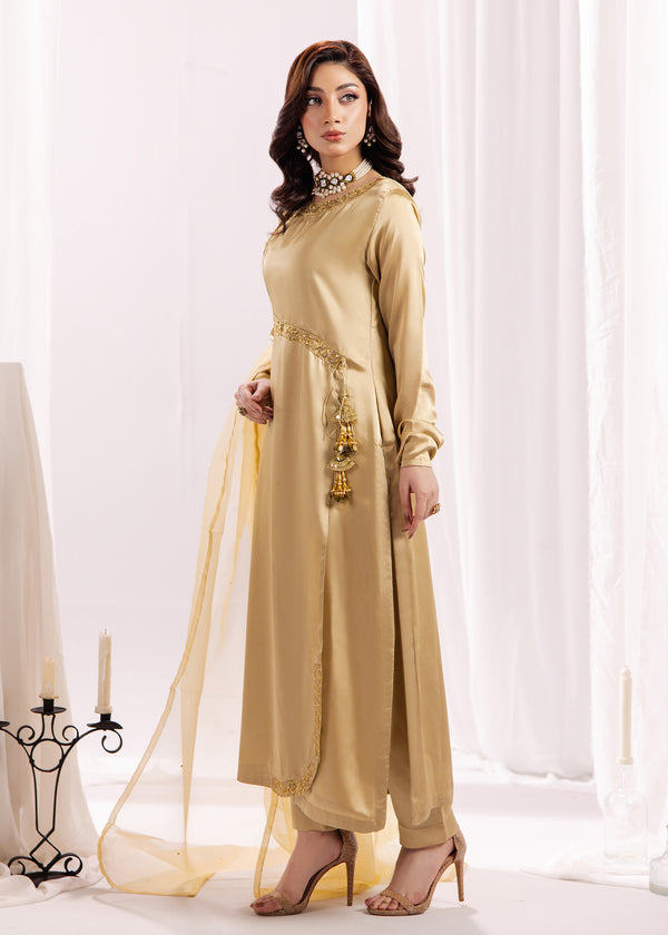 LIGHT GOLD SILK SUIT ALS09