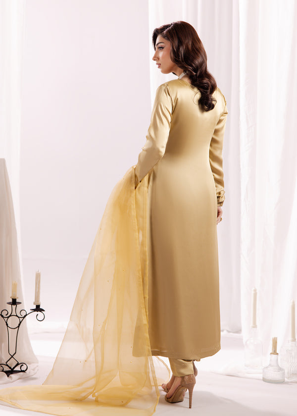 LIGHT GOLD SILK SUIT ALS09