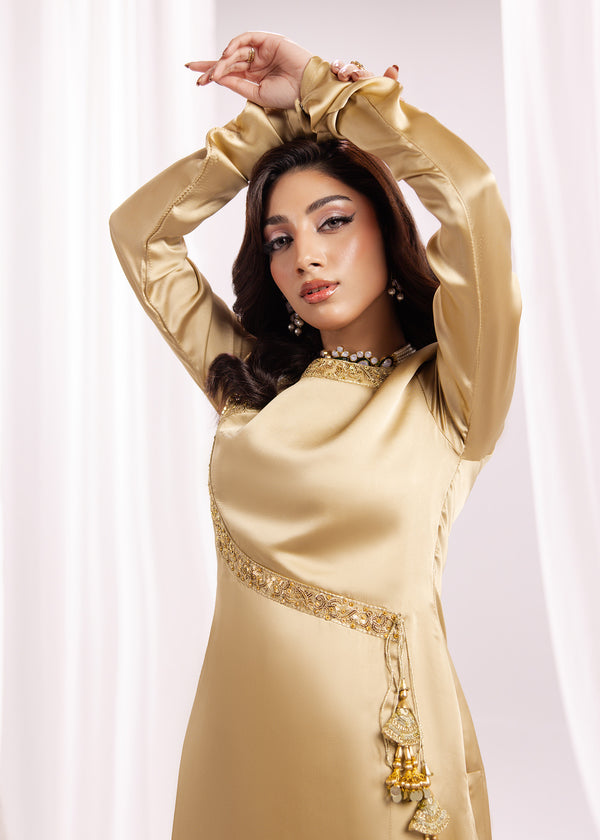 LIGHT GOLD SILK SUIT ALS09