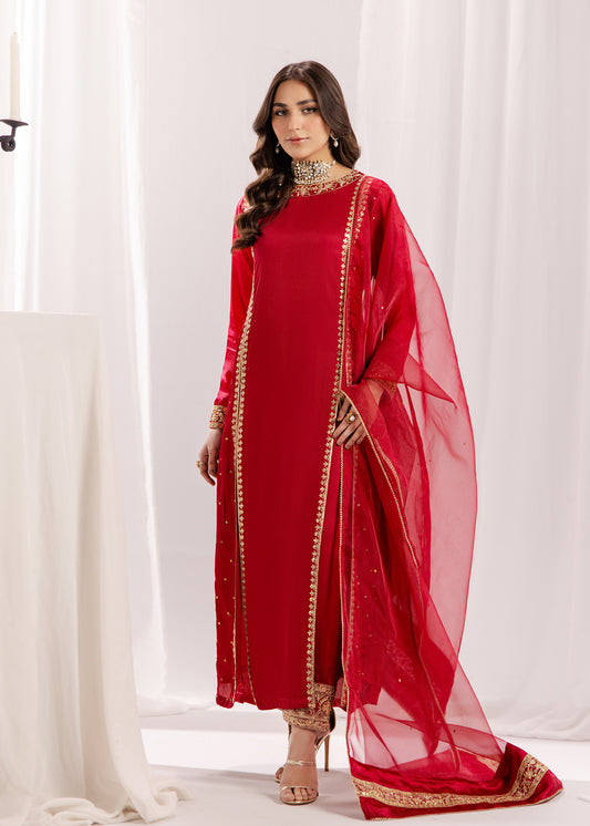 MAGENTA SILK SUIT ALS12