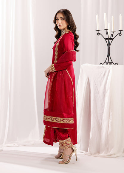MAGENTA SILK SUIT ALS12