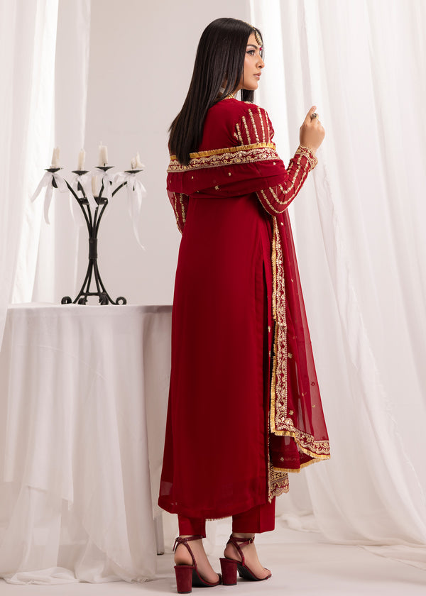 MAROON CHIFFON SUIT ALL908