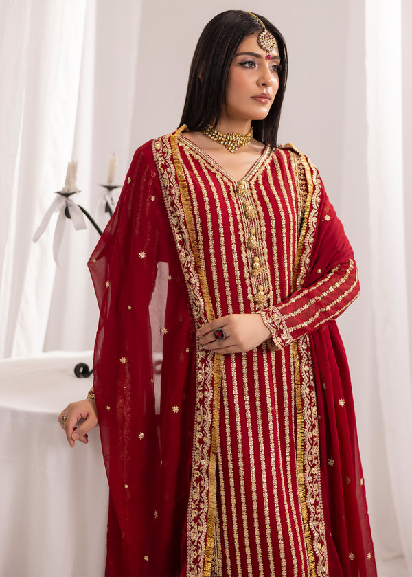 MAROON CHIFFON SUIT ALL908