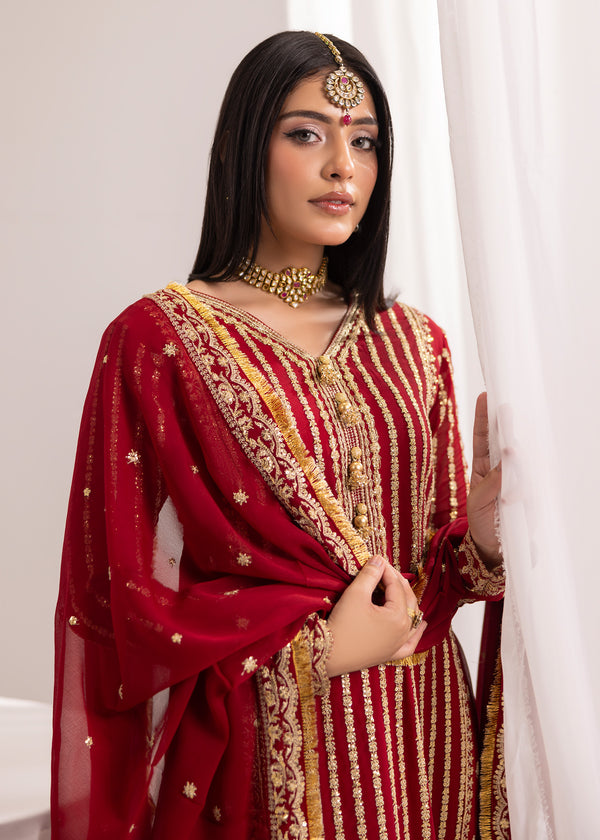 MAROON CHIFFON SUIT ALL908