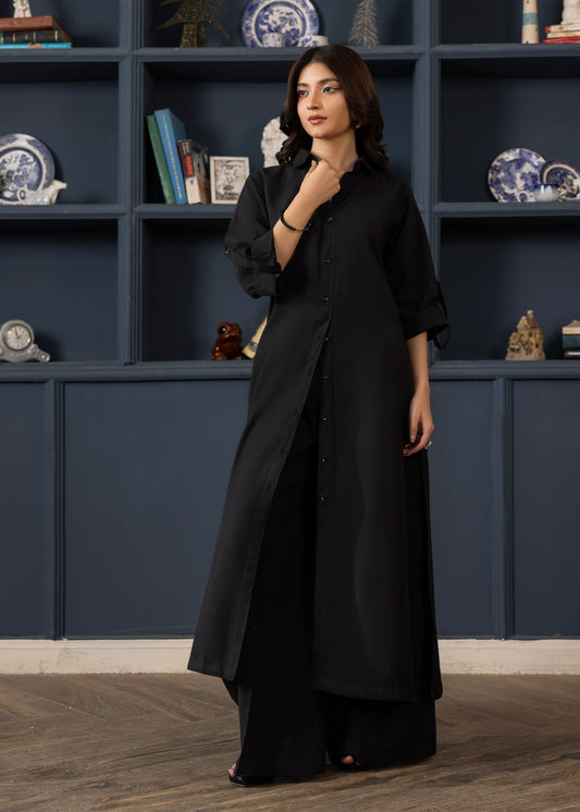 BLACK OPEN KURTA SET ALB61