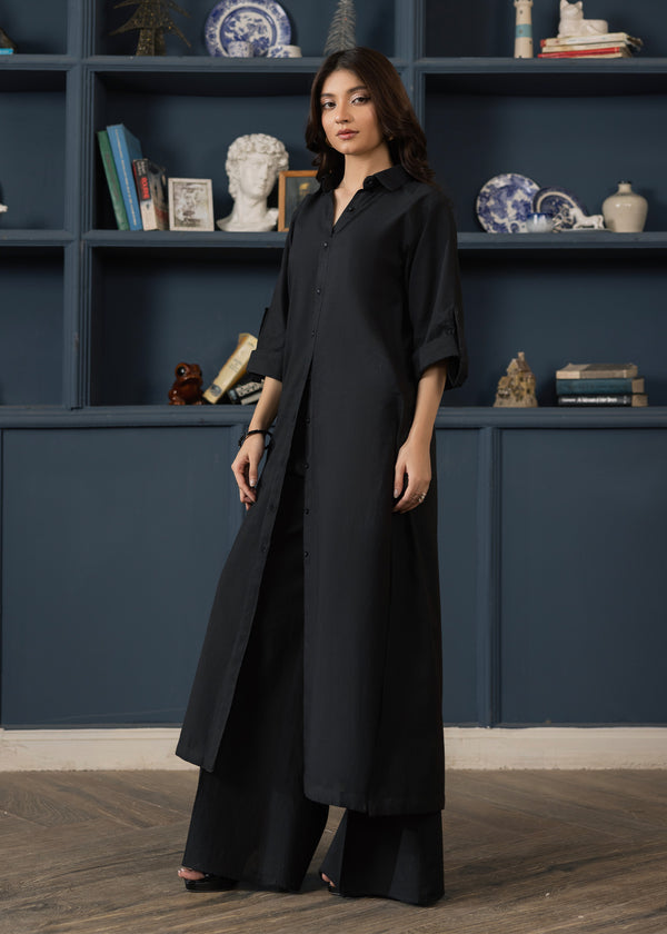 BLACK OPEN KURTA SET ALB61