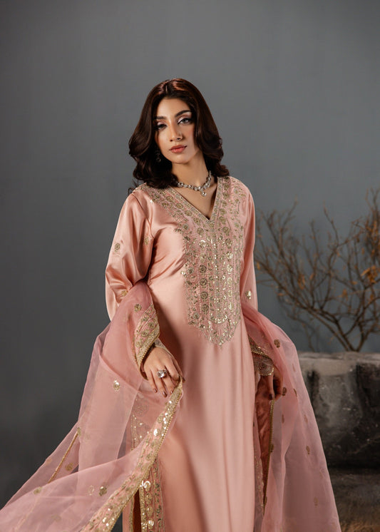LIGHT PINK SILK SUIT ALS08