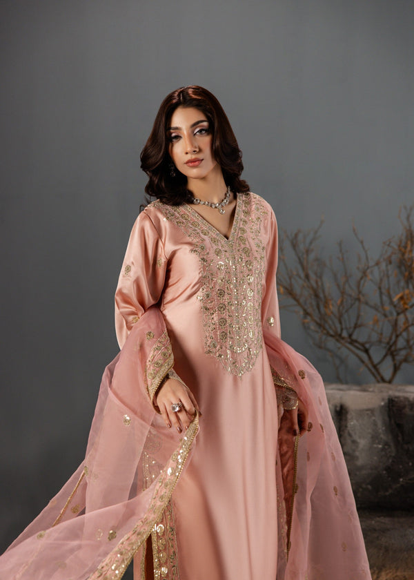 LIGHT PINK SILK SUIT ALS08