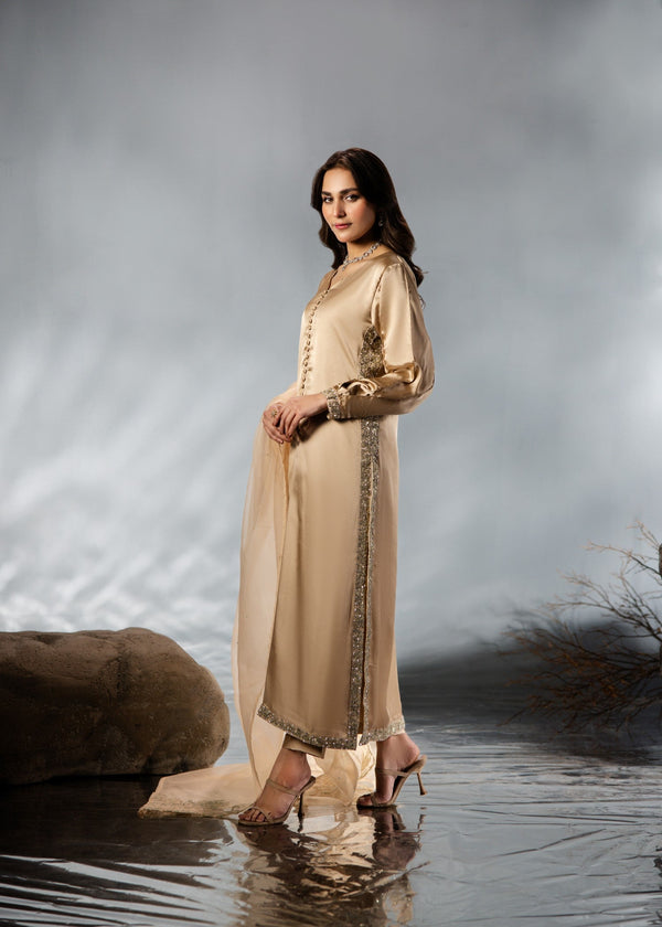 BEIGE SILK SUIT ALS21
