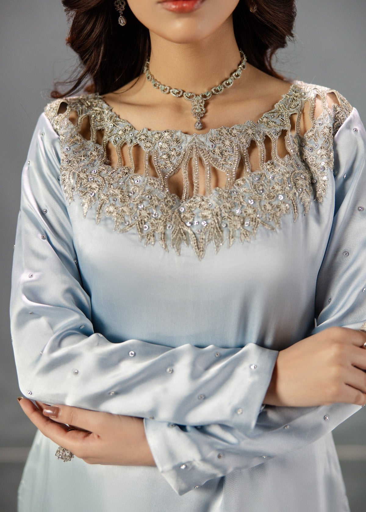 LIGHT BLUE SILK SUIT ALS01