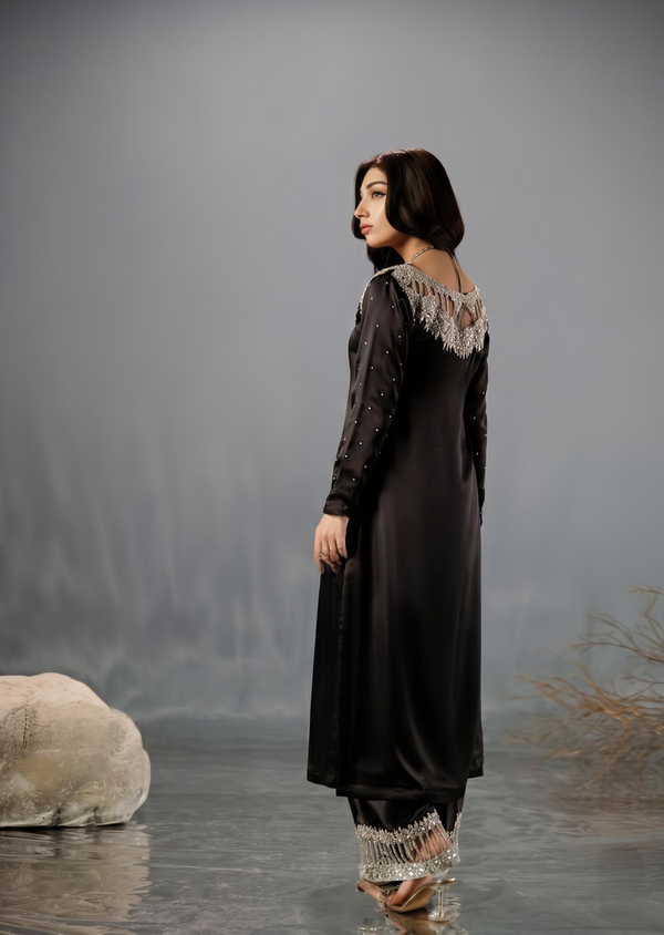 Black silk suit ALS954-B