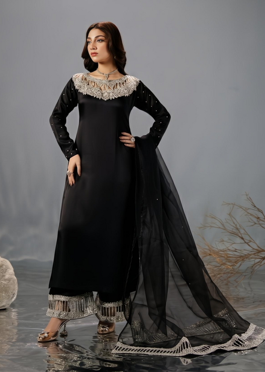 Black silk suit ALS954-B