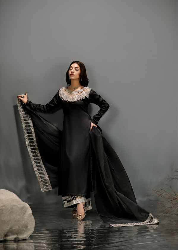 Black silk suit ALS954-B
