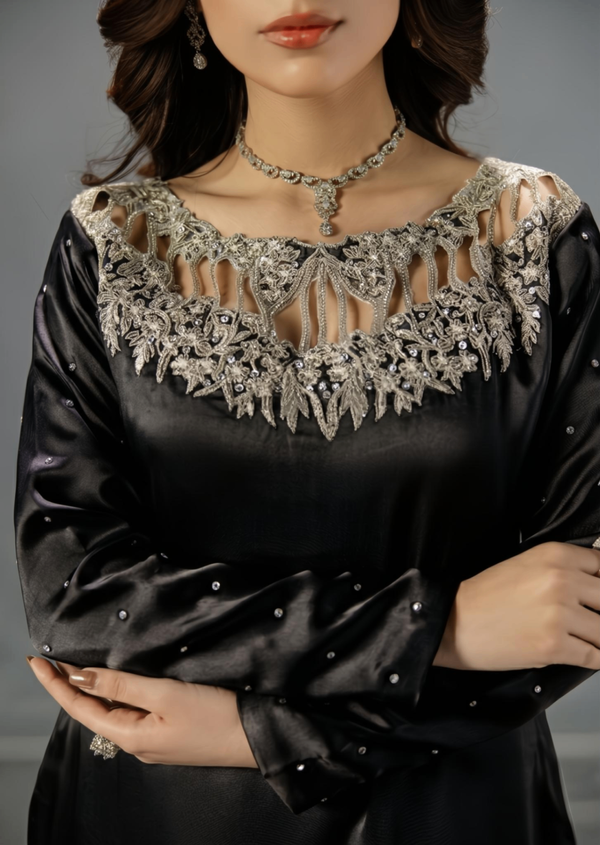 Black silk suit ALS954-B