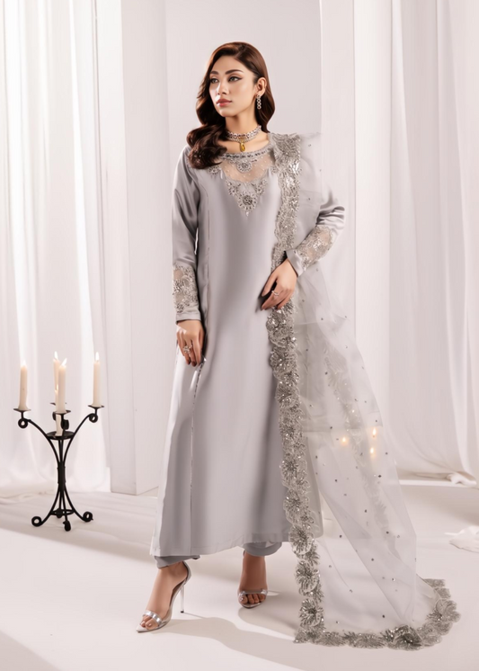 light grey silk suit als9901