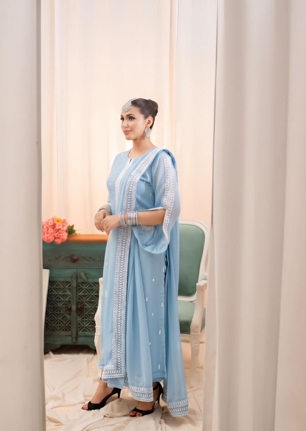 LIGHT BLUE CHIFFON SUIT ALS88012