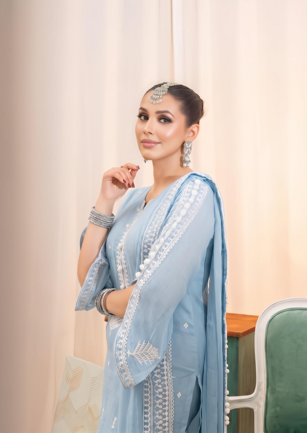 LIGHT BLUE CHIFFON SUIT ALS88012