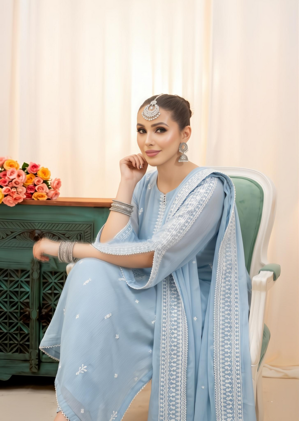LIGHT BLUE CHIFFON SUIT ALS88012