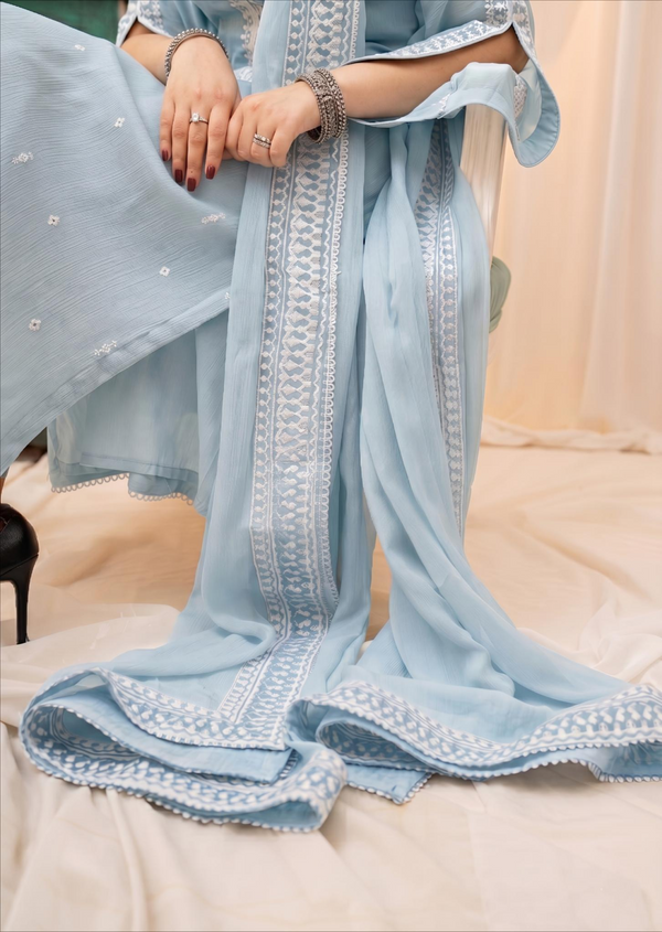 LIGHT BLUE CHIFFON SUIT ALS88012