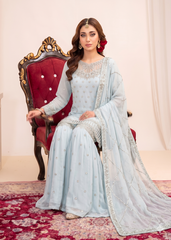 Light blue gharara set als7698