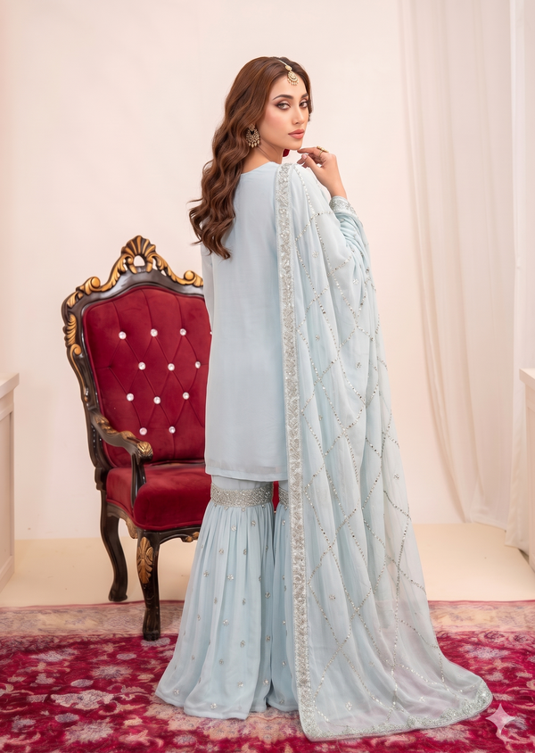 Light blue gharara set als7698