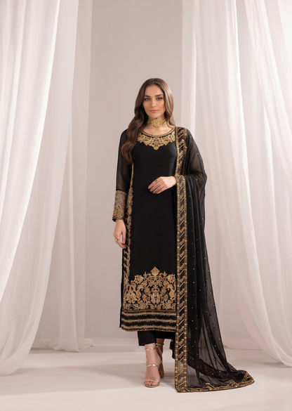 BLACK CHIFFON SUIT ALS3965