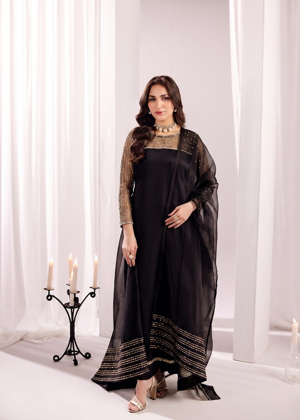 BLACK SILK SUIT ALS20-B
