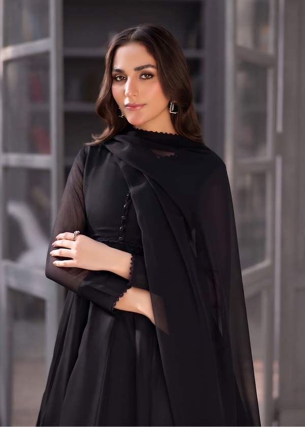 BLACK CHIFFON MAXI