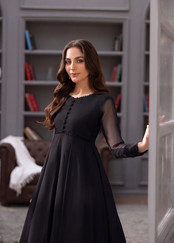 BLACK CHIFFON MAXI