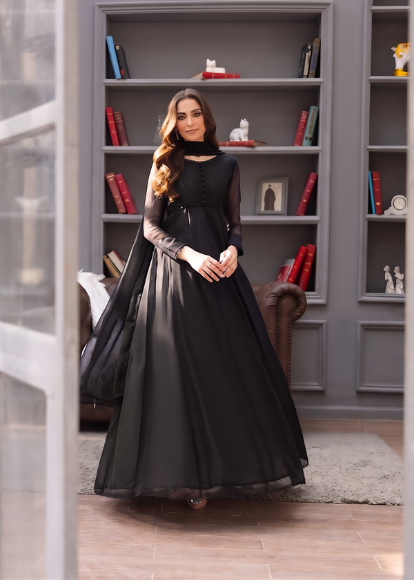 BLACK CHIFFON MAXI