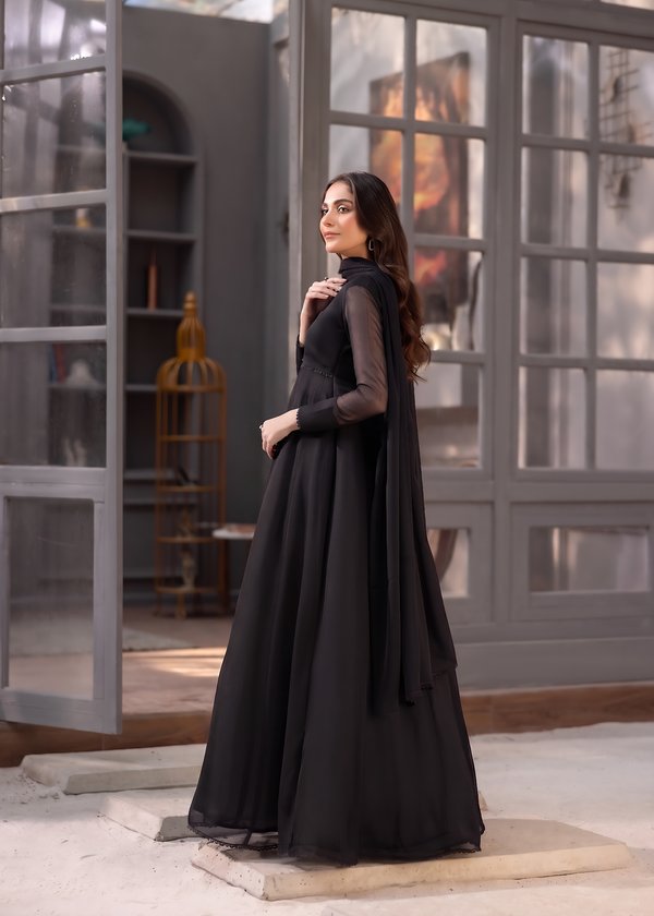 BLACK CHIFFON MAXI
